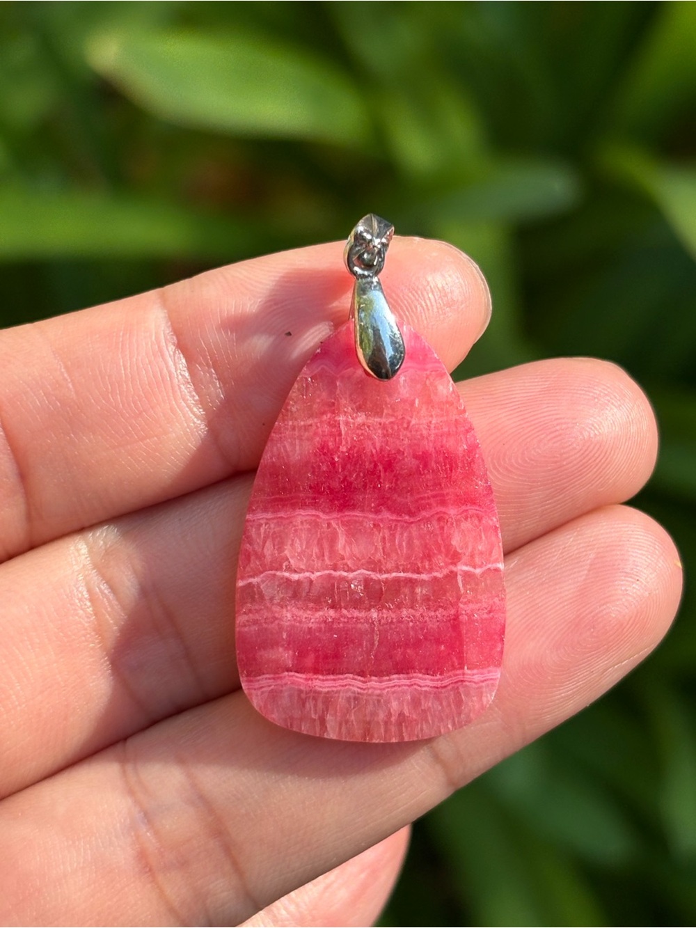 Sterling Silver 925 Faceted Rhodochrosite Pendant 2571 - Picture 3 of 5